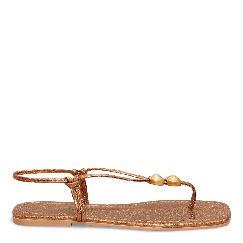 Sandália Rasteira Metalizado Glow Bronze Bico Quadrado - vista 1 de 5