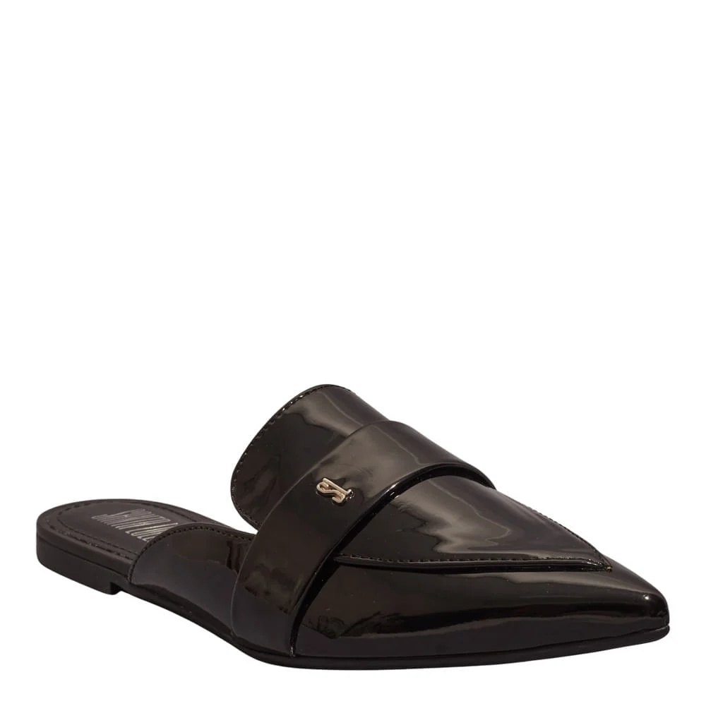 Mocassim Mule Verniz Preto Bico Fino - vista 2 de 4