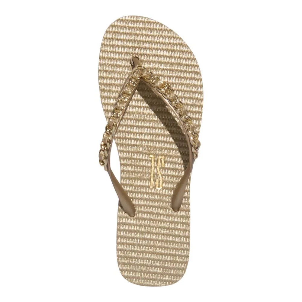 Chinelo Flip Flop Metalizada Texturizada Dourada - vista 4 de 4