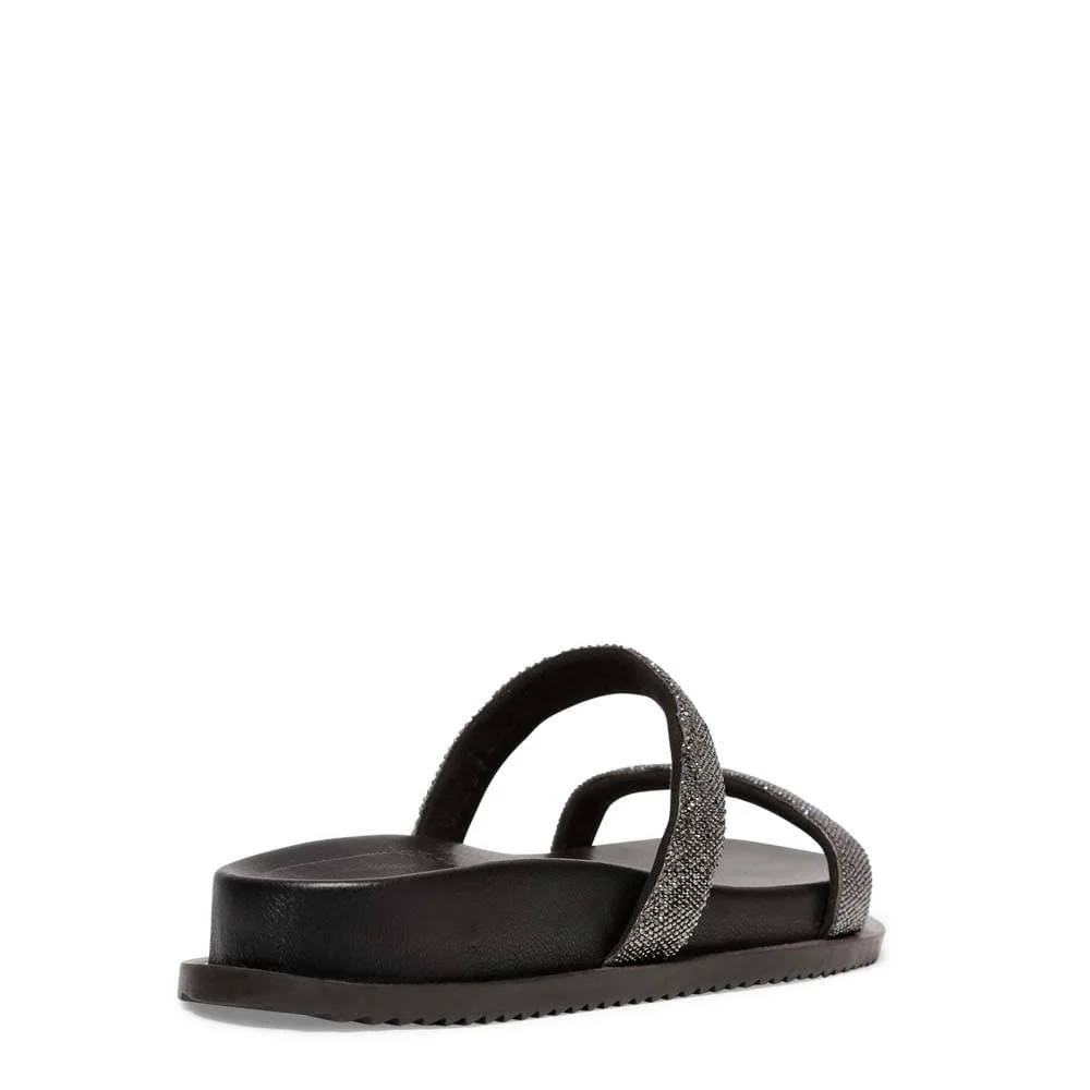 Rasteira Tira Brilho Couro Nobre Soft Preto - vista 3 de 4