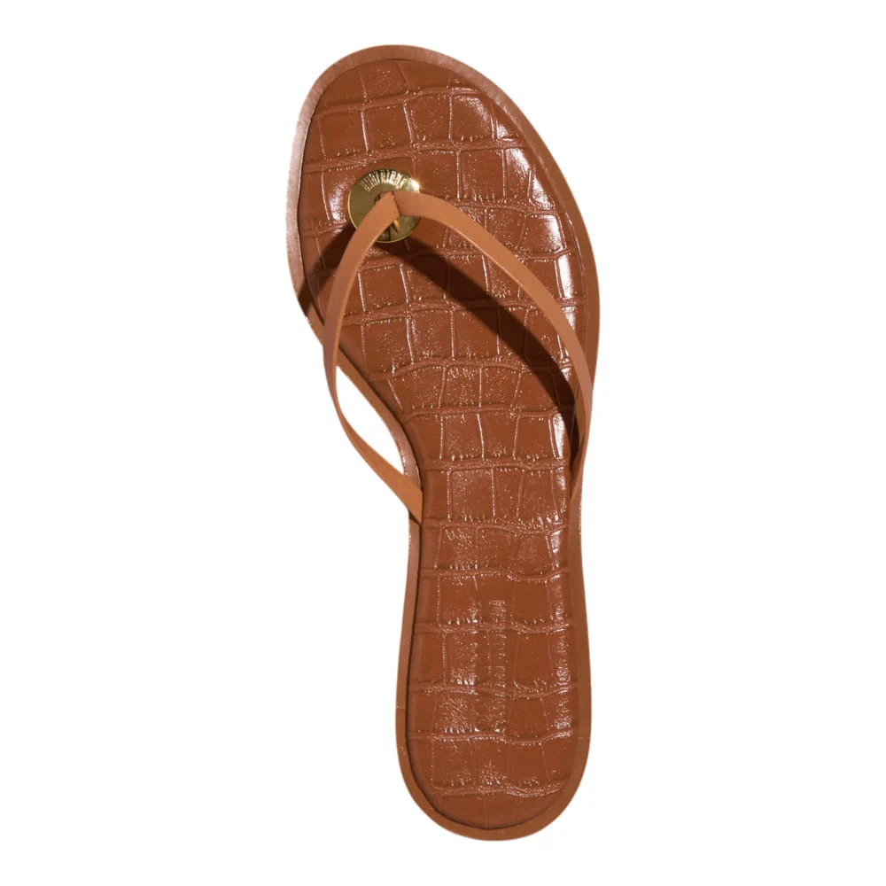 Rasteira Couro Nobre Marrom Croco - vista 4 de 4