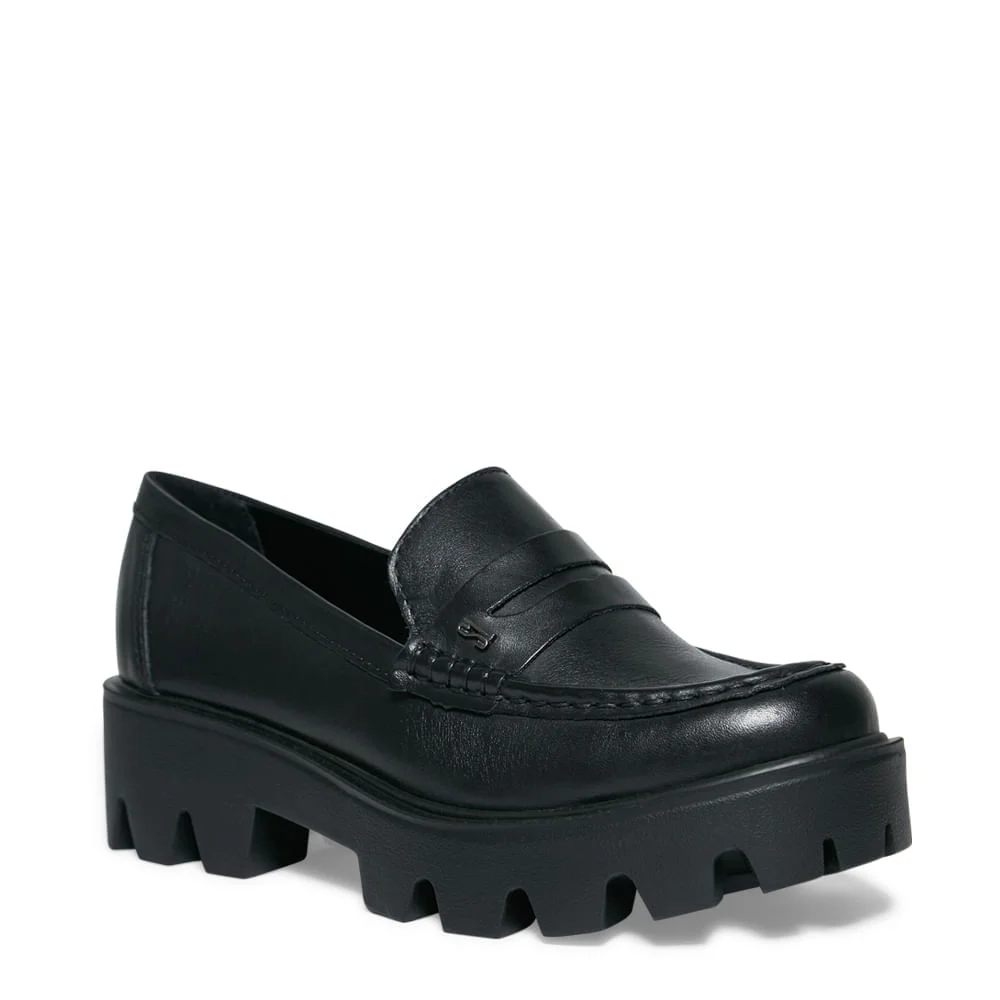 Sapato Mocassim Preto Couro Tratorado - vista 3 de 5