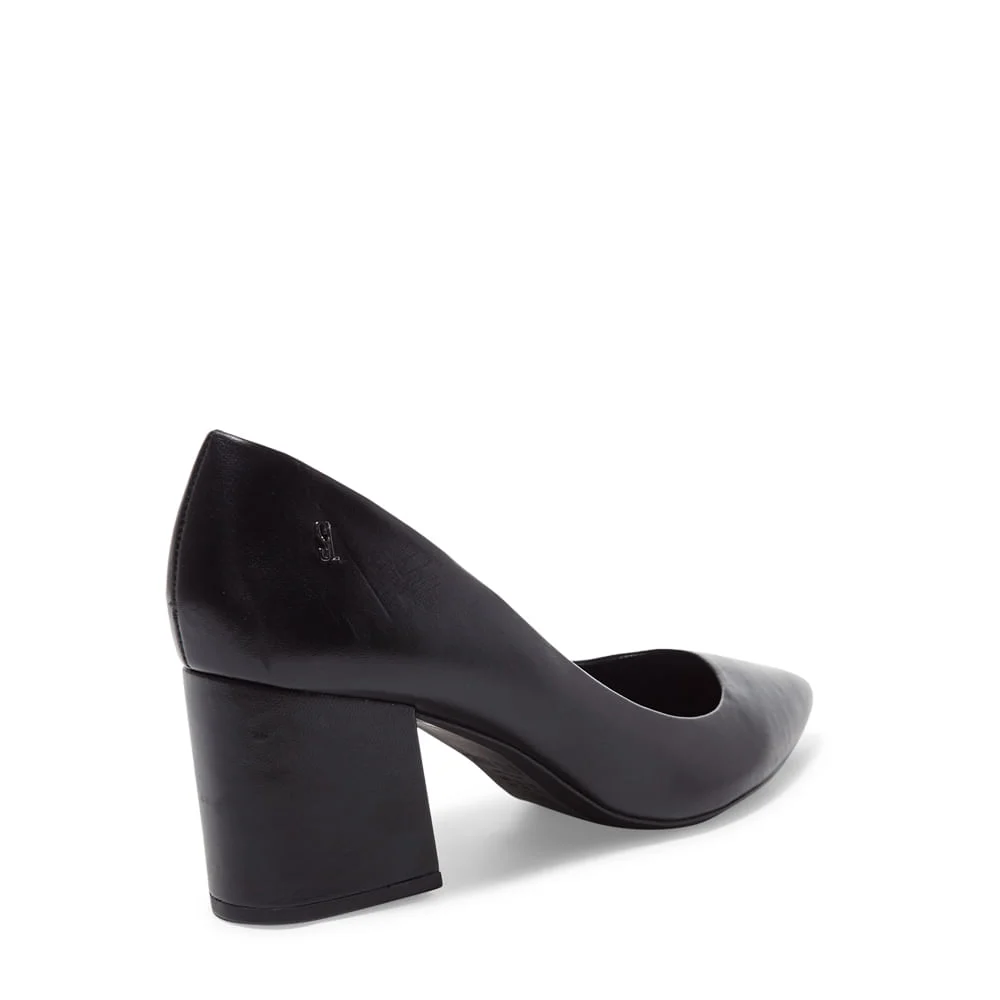 Scarpin Couro Pelica Soft Bico Fino Salto Bloco Preto - vista 3 de 3