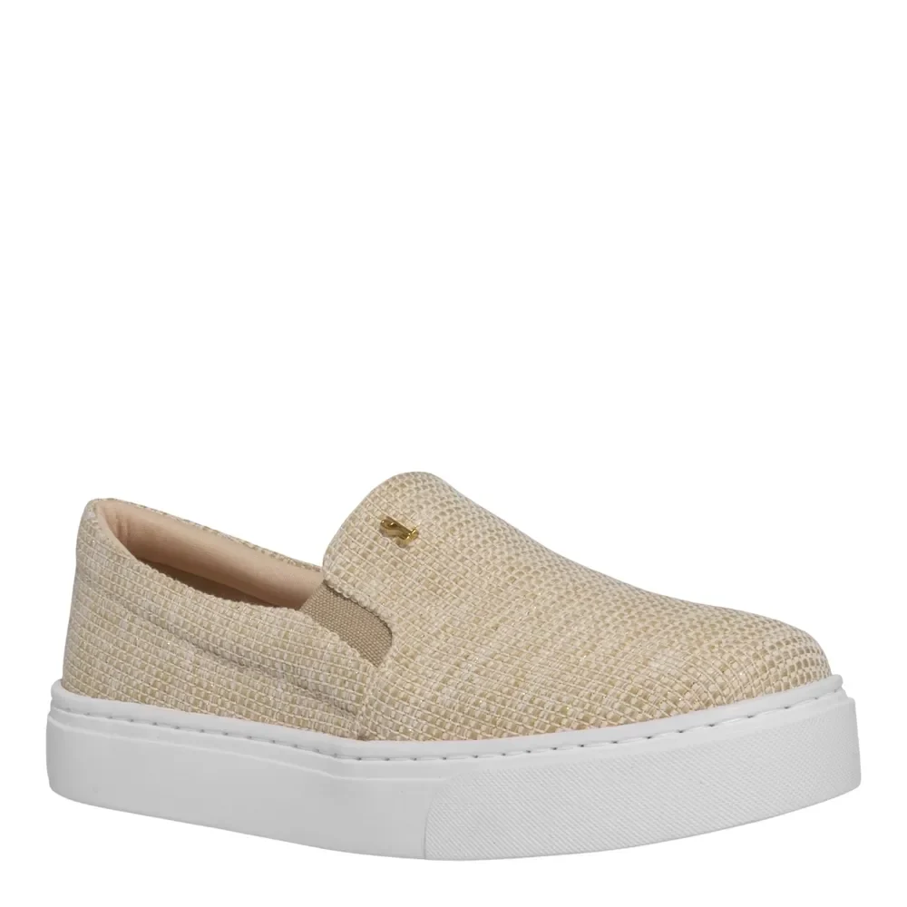 Tênis Slip On Material Juta Dourado - vista 2 de 4